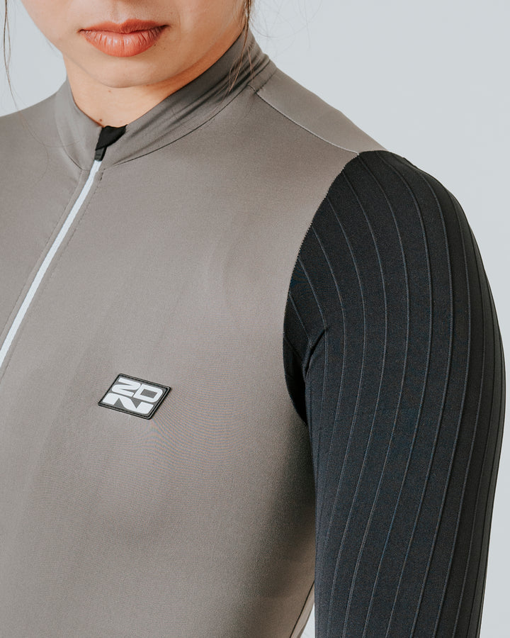 Jersey de Ciclismo Mujer Manga Larga Gris Phantom