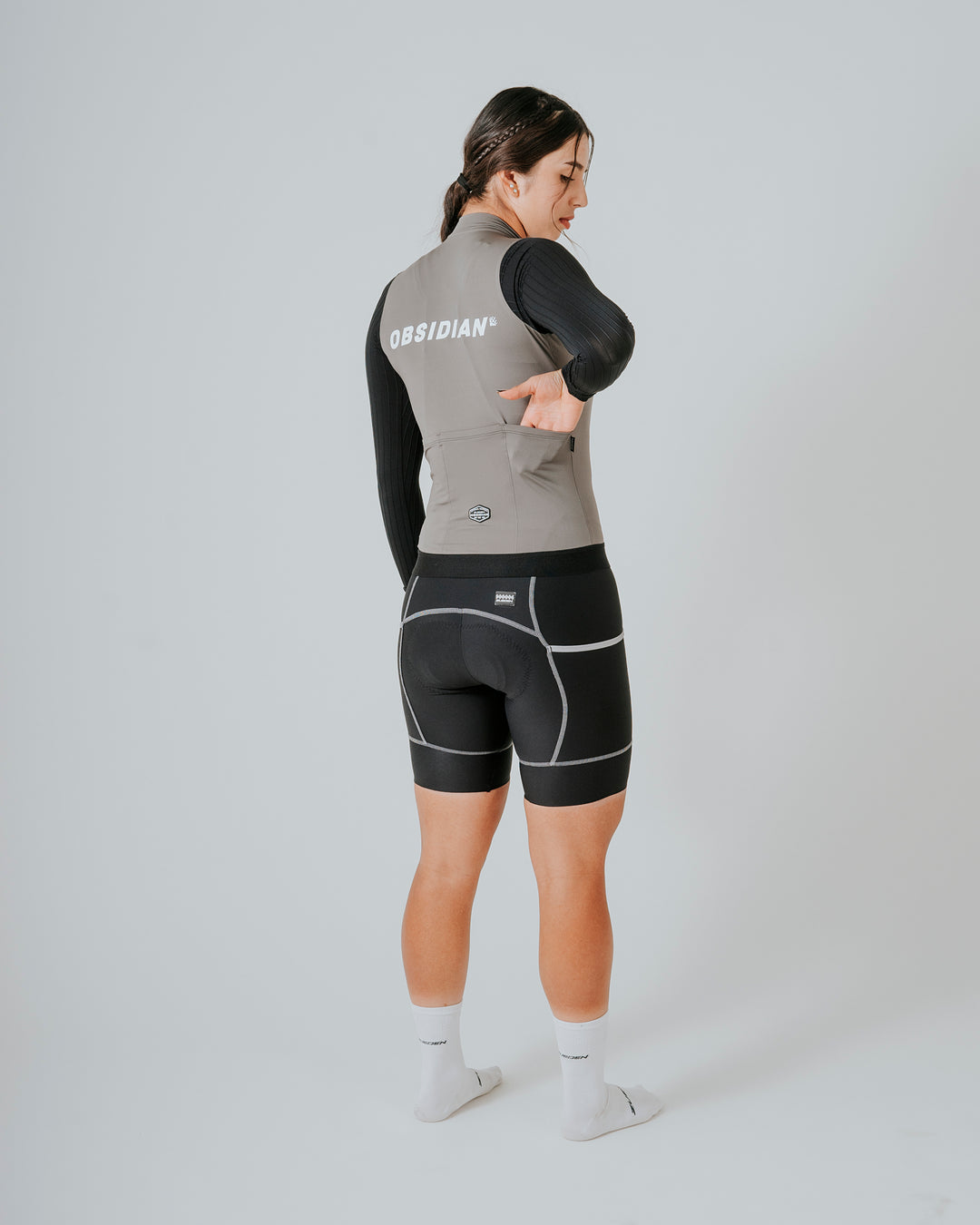 Jersey de Ciclismo Mujer Manga Larga Gris Phantom