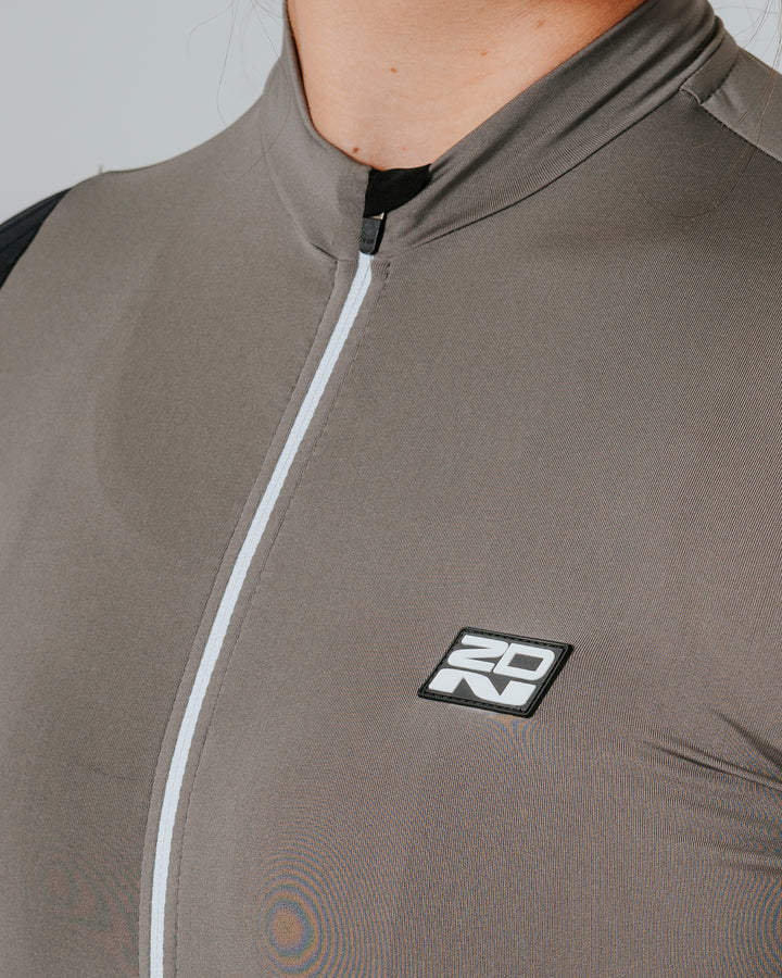 Jersey de Ciclismo Mujer Manga Corta Gris Phantom