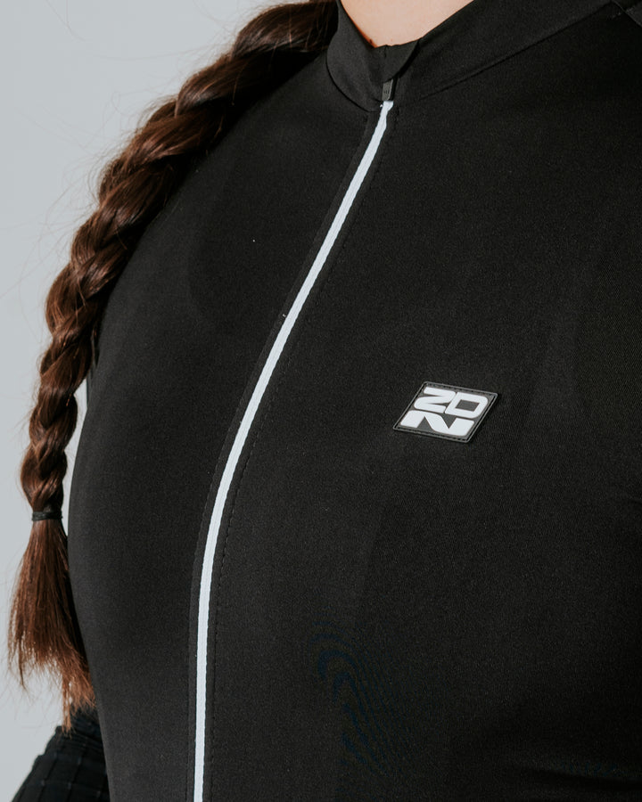 Jersey de Ciclismo Mujer Manga Larga Negro Carbonite