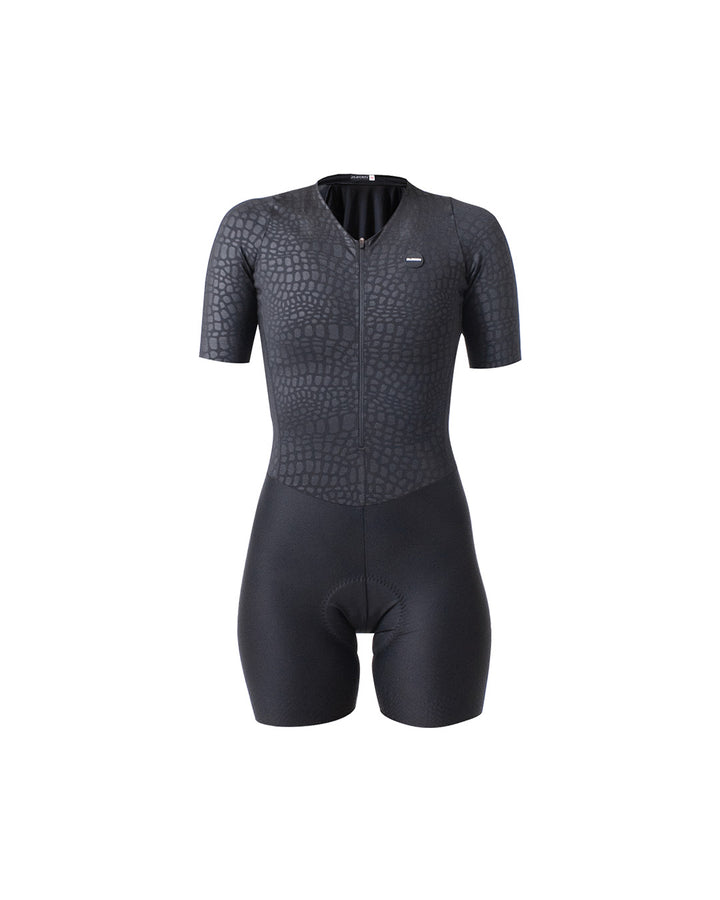 Enterizo ciclismo mujer Manga Corta Negro Volcano