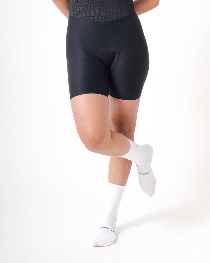 Enterizo ciclismo mujer Manga Corta Negro Volcano