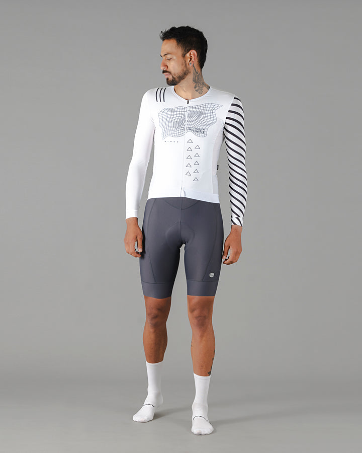 Jersey de Ciclismo Hombre Manga Larga Minus White