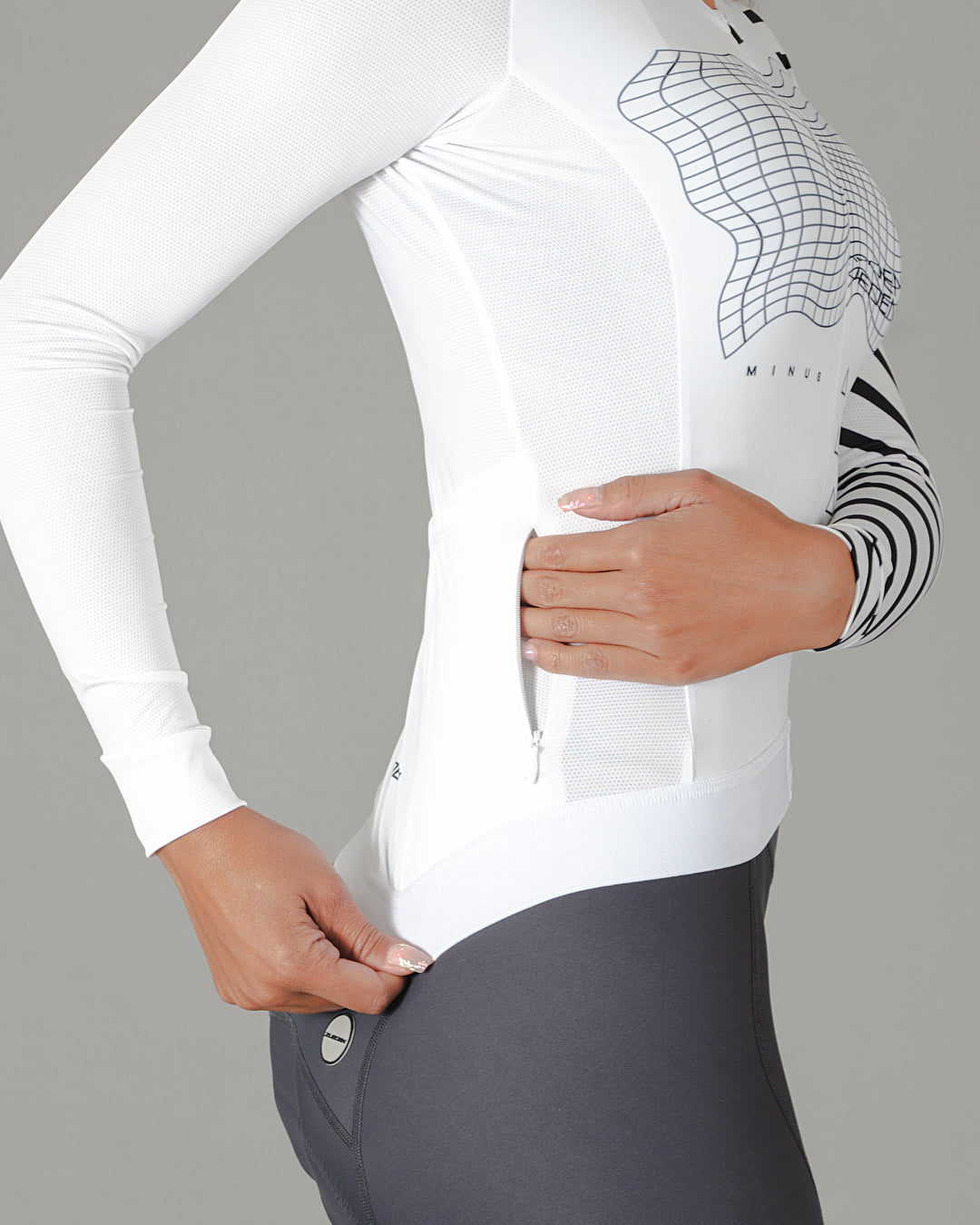 Jersey de Ciclismo Mujer Manga Larga Minus White