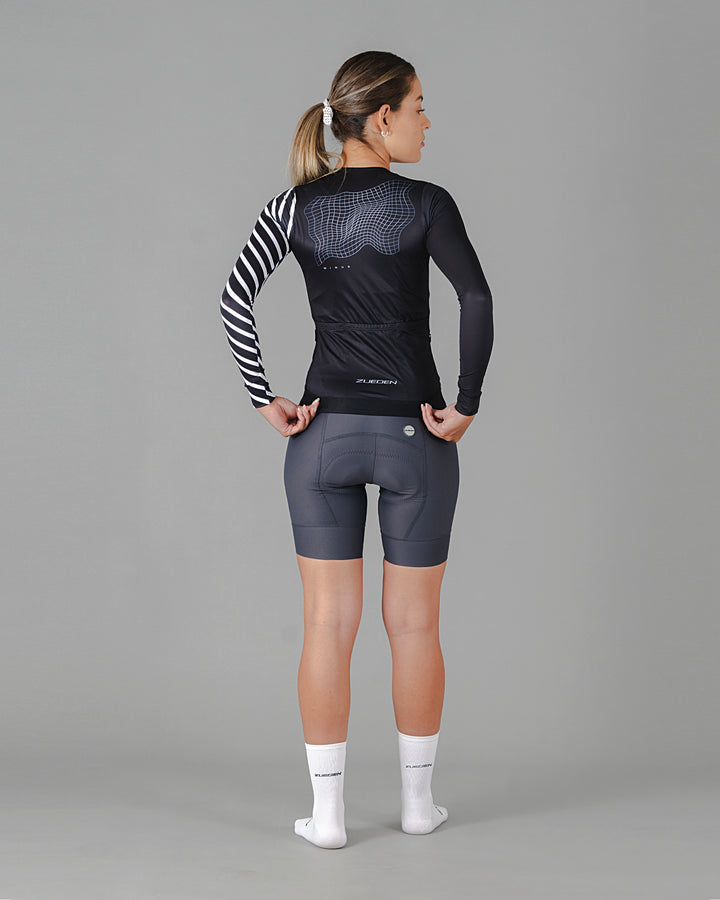 Jersey de Ciclismo Mujer Manga Larga Minus Black