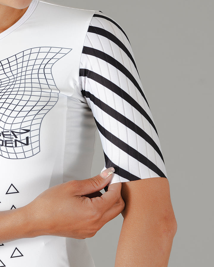 Jersey de Ciclismo Mujer Manga Corta Minus White