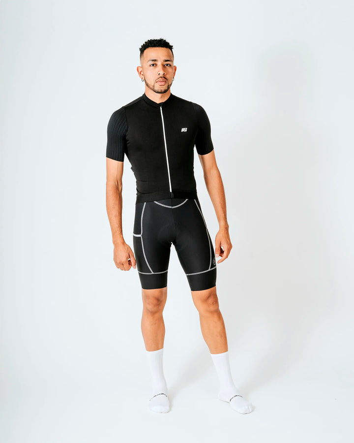 Jersey de Ciclismo Hombre Manga Corta Negro Carbonite