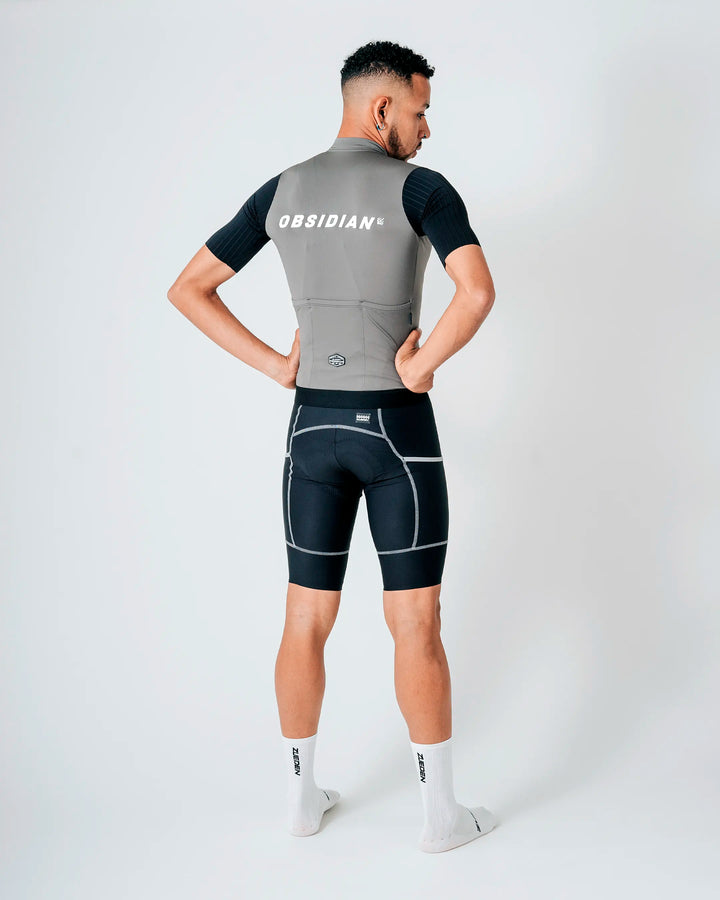 Jersey de Ciclismo Hombre Manga Corta Gris Phantom