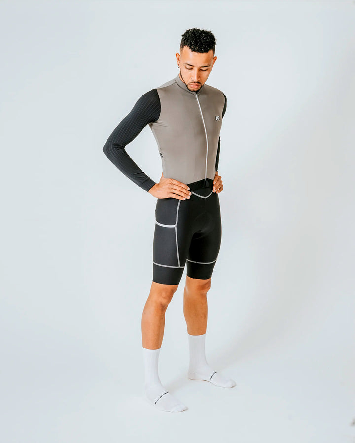 Jersey de Ciclismo Hombre Manga Larga Gris Phantom