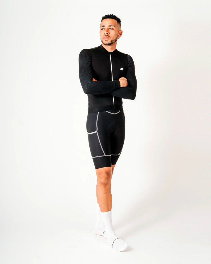 Jersey de Ciclismo Hombre Manga Larga Negro Carbonite
