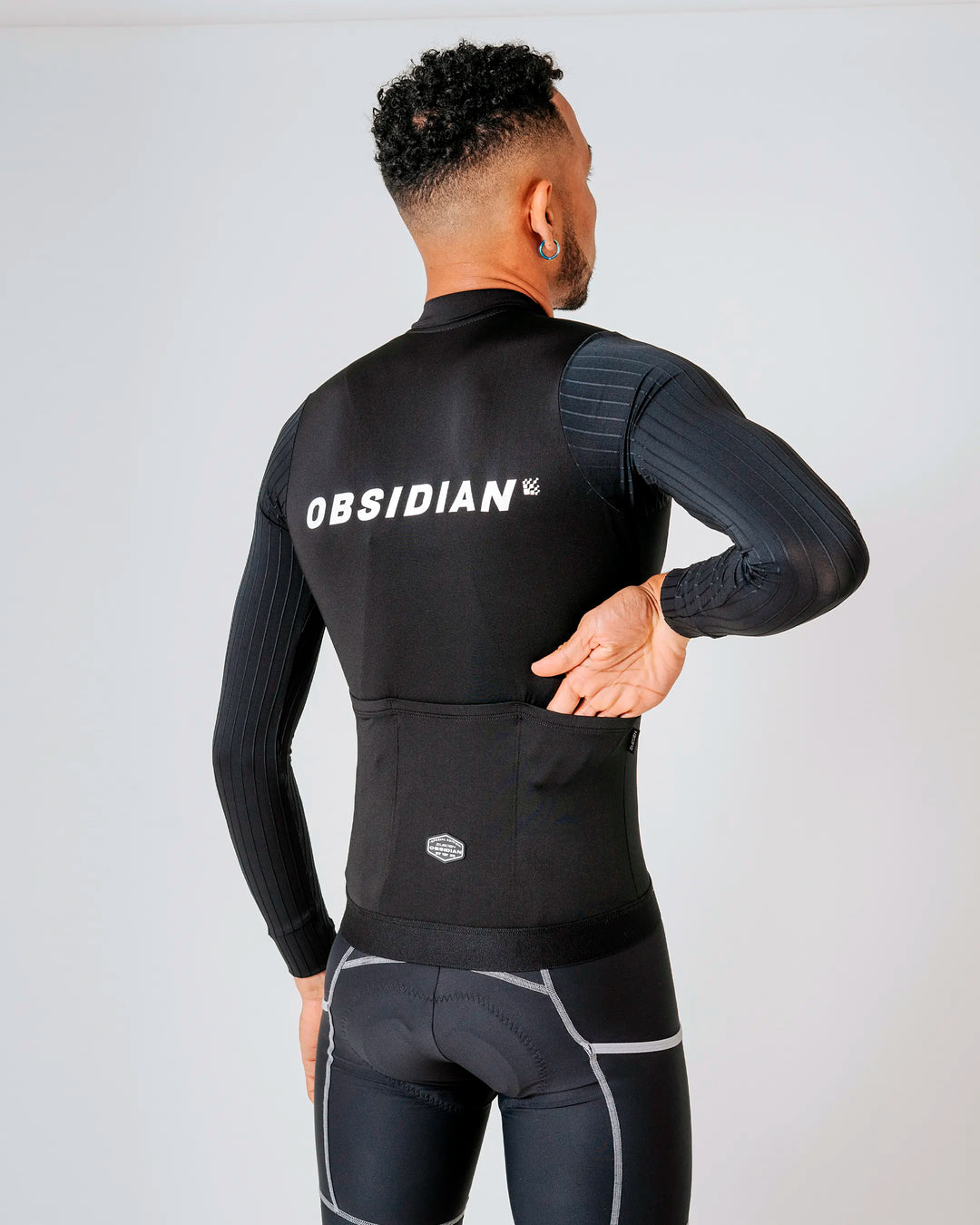 Jersey de Ciclismo Hombre Manga Larga Negro Carbonite