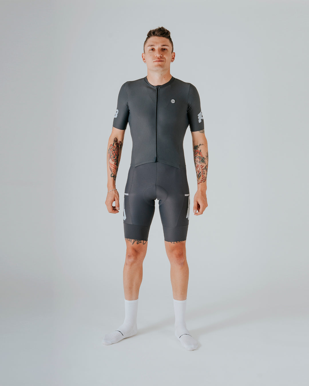 Enterizo Ciclismo Hombre Manga Corta Off Road Gris