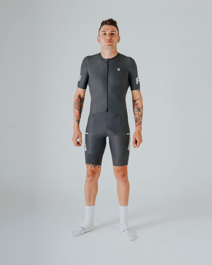 Enterizo Ciclismo Hombre Manga Corta Off Road Gris