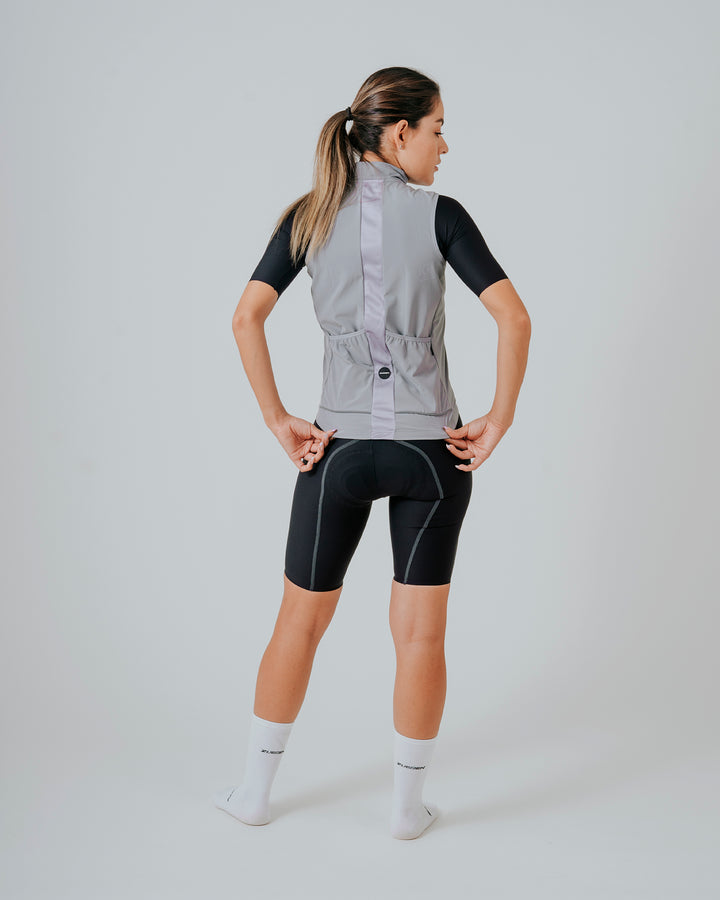 Chaleco Ciclismo Dama Cyclone Gris Platinum