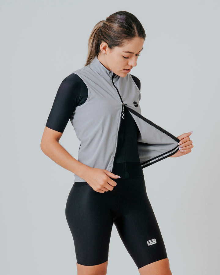 Chaleco Ciclismo Dama Cyclone Gris Platinum